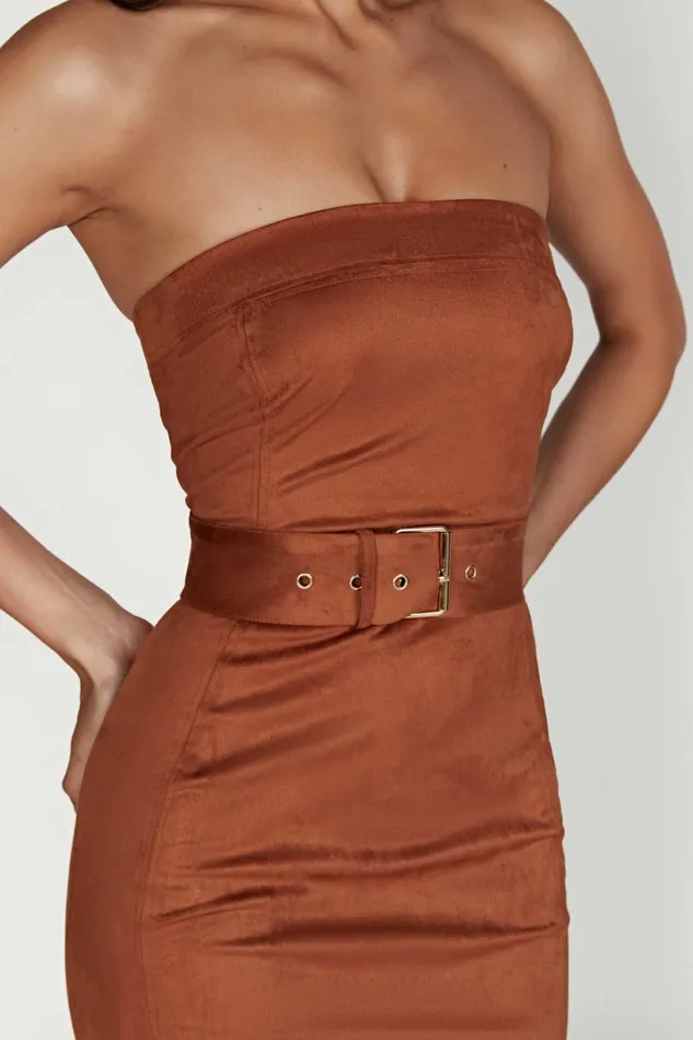 Meshki Midi Dresses Women Bella Suede Belted Midi Dress 8211 Tan Tan Meshki Midi Dresses Women Bella Suede Belted Midi Dress 8211 Tan Tan