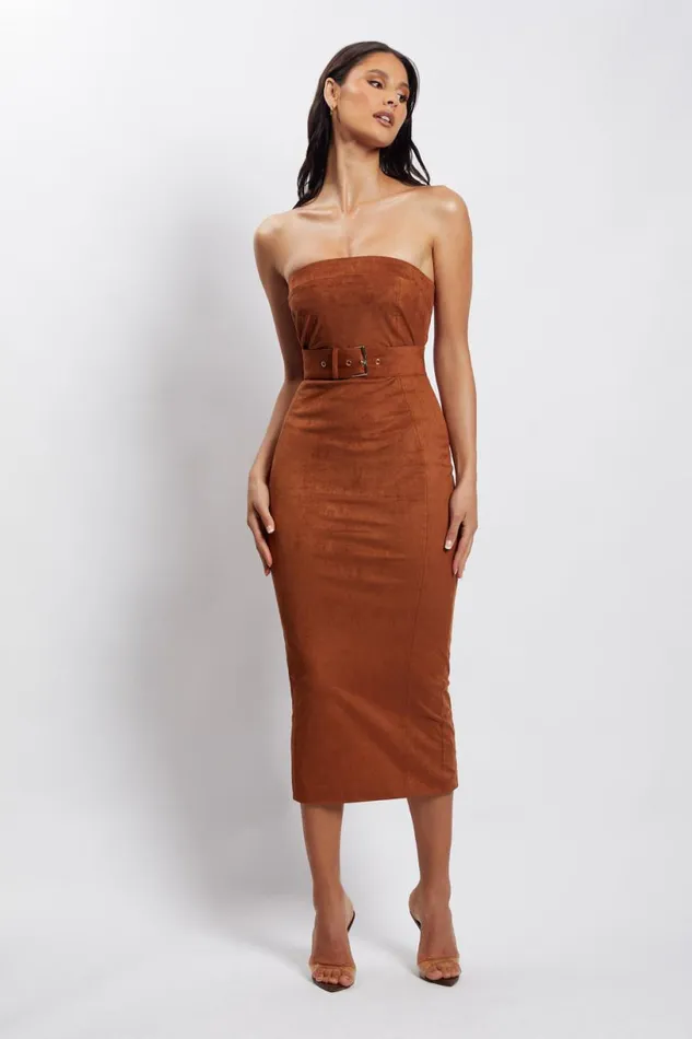 Meshki Midi Dresses Women Bella Suede Belted Midi Dress 8211 Tan Tan Meshki Midi Dresses Women Bella Suede Belted Midi Dress 8211 Tan Tan