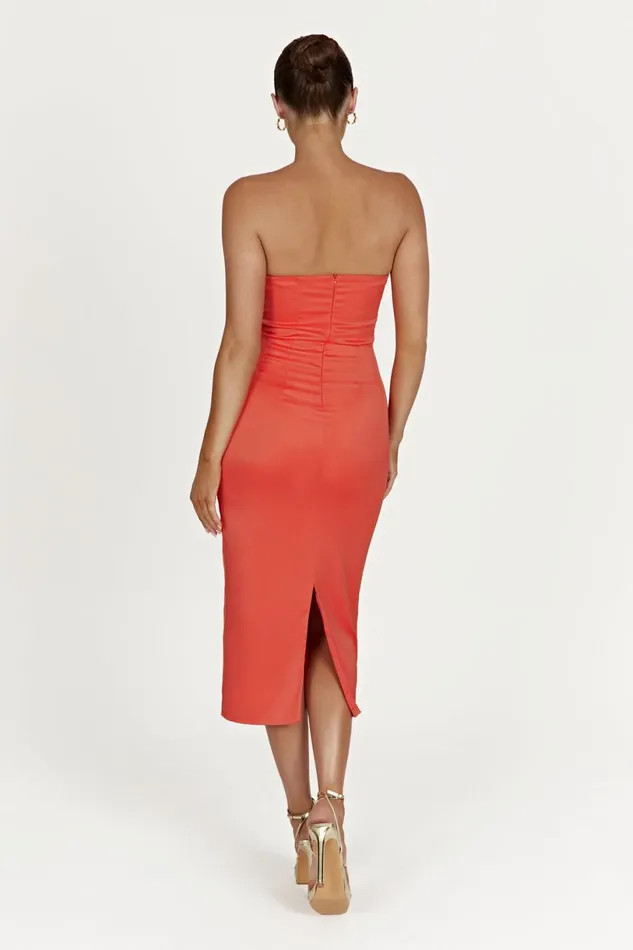 Meshki Midi Dresses Women Bryony Cupped Bodycon Midi Dress 8211 Coral Coral