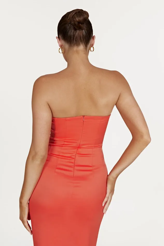 Meshki Midi Dresses Women Bryony Cupped Bodycon Midi Dress 8211 Coral Coral
