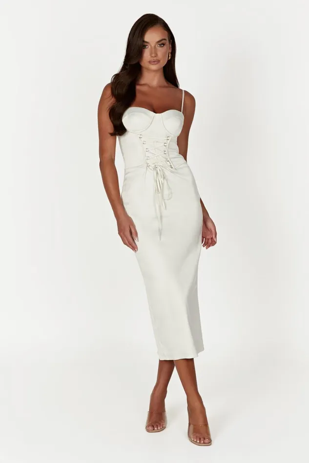 Meshki Midi Dresses Women Camelia Corset Midi Dress 8211 Ivory Ivory