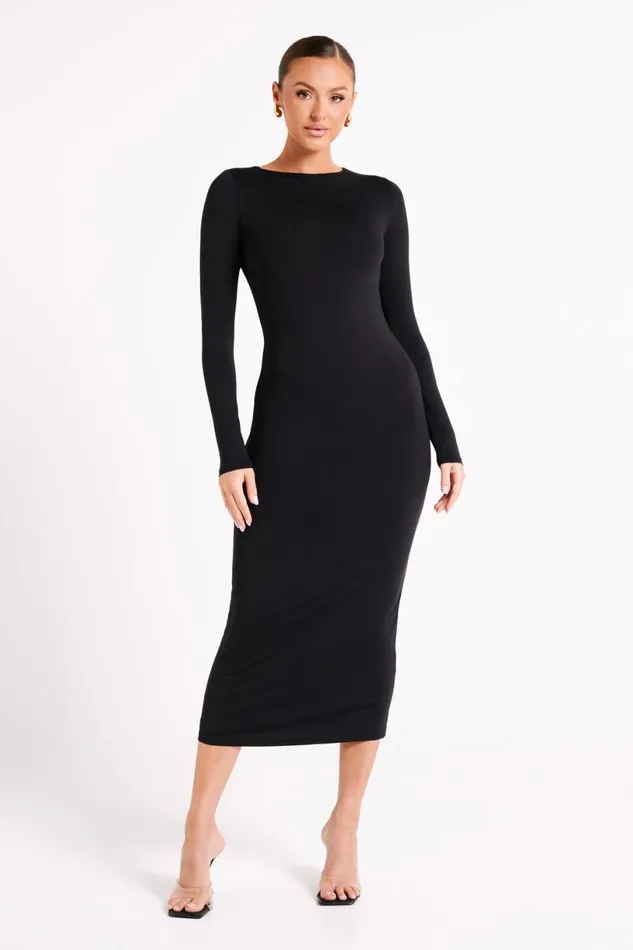 Meshki Midi Dresses Women Cataleya Recycled Nylon Midi Dress 8211 Black Black