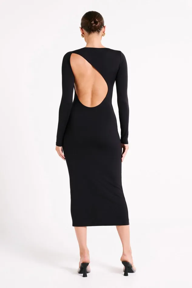 Meshki Midi Dresses Women Cataleya Recycled Nylon Midi Dress 8211 Black Black