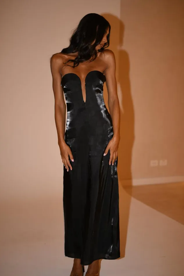 Meshki Midi Dresses Women Chantelle Liquid Satin Midi Dress 8211 Black Black