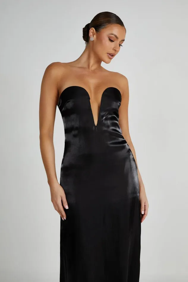 Meshki Midi Dresses Women Chantelle Liquid Satin Midi Dress 8211 Black Black