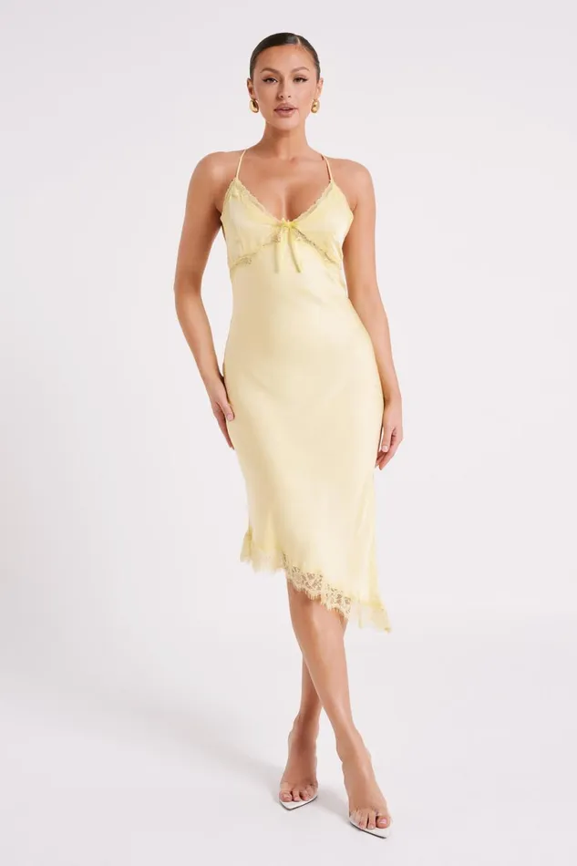 Meshki Midi Dresses Women Crawford Satin Midi Dress 8211 Yellow Yellow