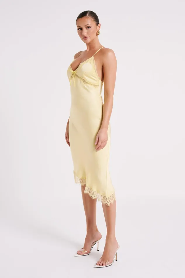 Meshki Midi Dresses Women Crawford Satin Midi Dress 8211 Yellow Yellow