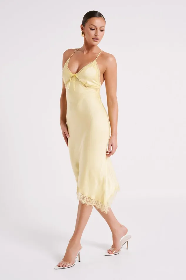 Meshki Midi Dresses Women Crawford Satin Midi Dress 8211 Yellow Yellow