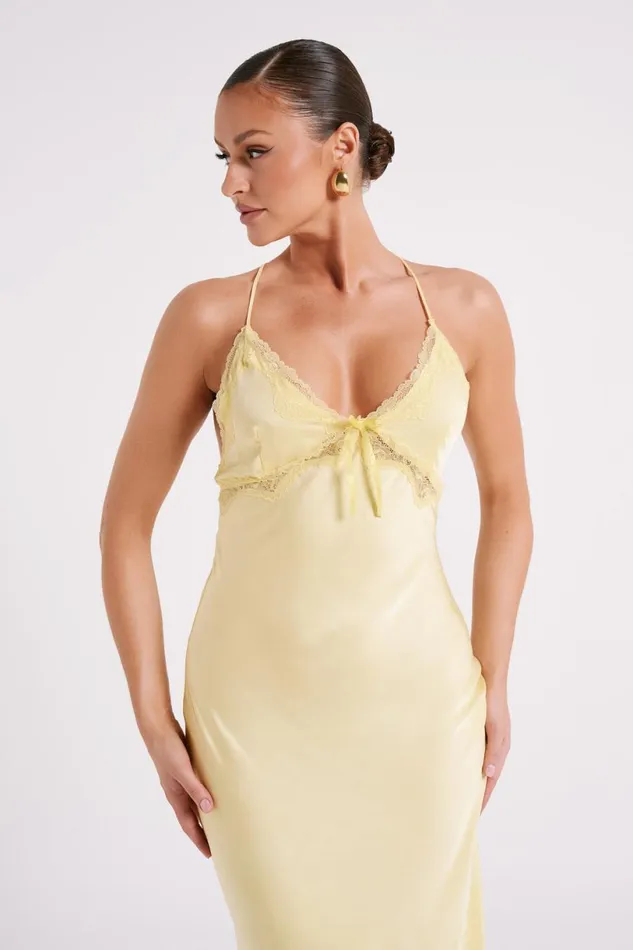 Meshki Midi Dresses Women Crawford Satin Midi Dress 8211 Yellow Yellow