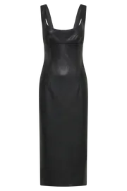 Meshki Midi Dresses Women Cynthia Faux Leather Midi Dress 8211 Black Black