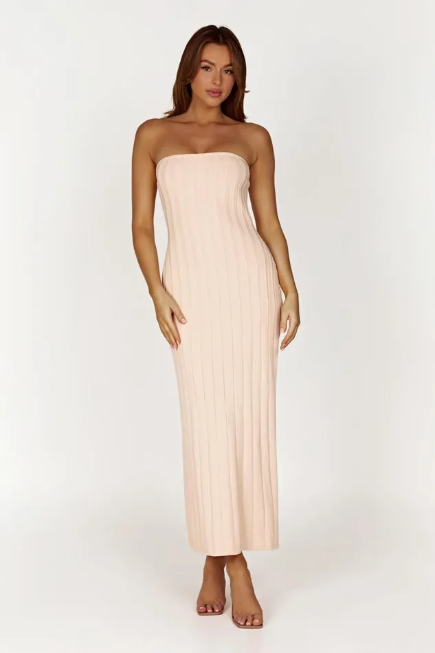 Meshki Midi Dresses Women Dolce Extreme Rib Strapless Midi Dress 8211 Apricot Apricot