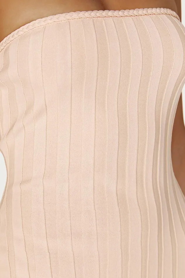 Meshki Midi Dresses Women Dolce Extreme Rib Strapless Midi Dress 8211 Apricot Apricot