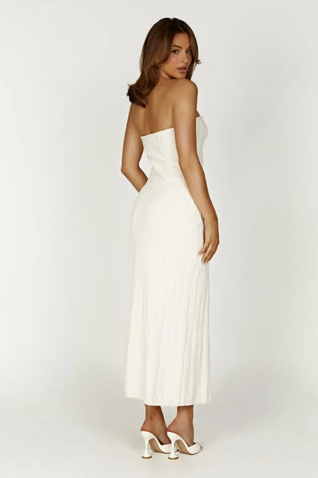 Meshki Midi Dresses Women Dolce Extreme Rib Strapless Midi Dress 8211 Ivory Ivory
