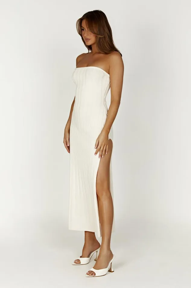 Meshki Midi Dresses Women Dolce Extreme Rib Strapless Midi Dress 8211 Ivory Ivory