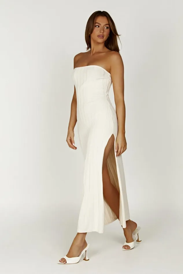 Meshki Midi Dresses Women Dolce Extreme Rib Strapless Midi Dress 8211 Ivory Ivory