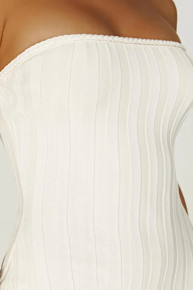 Meshki Midi Dresses Women Dolce Extreme Rib Strapless Midi Dress 8211 Ivory Ivory