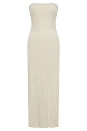 Meshki Midi Dresses Women Dolce Extreme Rib Strapless Midi Dress 8211 Ivory Ivory