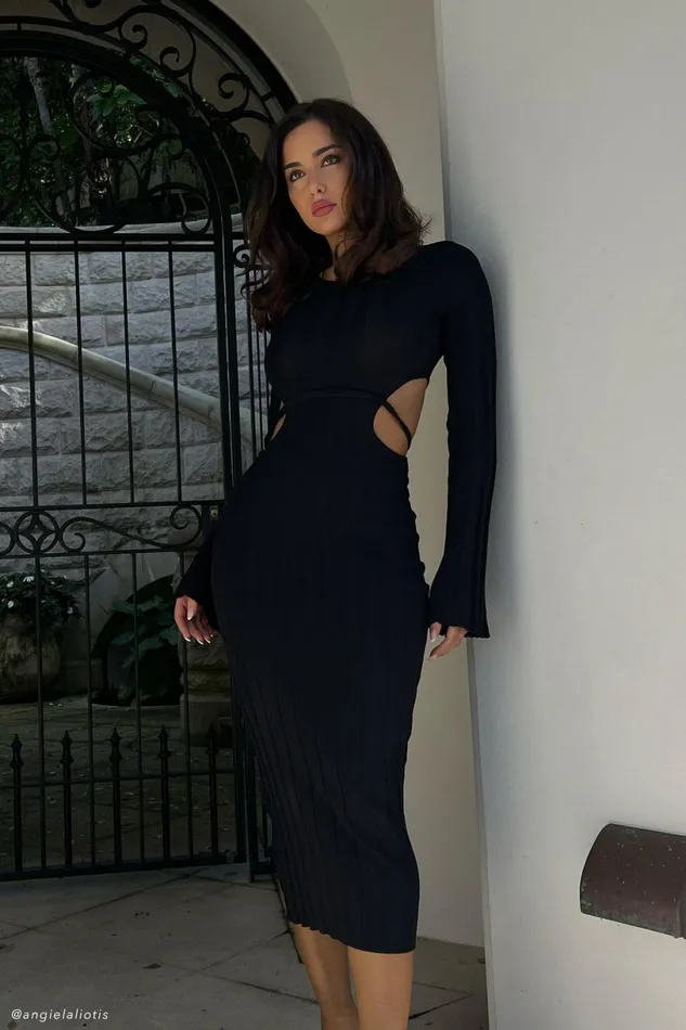 Meshki Midi Dresses Women Elodie Knit Midi Dress 8211 Black Black