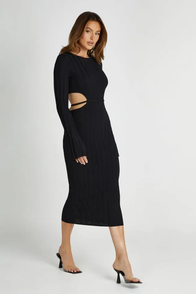 Meshki Midi Dresses Women Elodie Knit Midi Dress 8211 Black Black