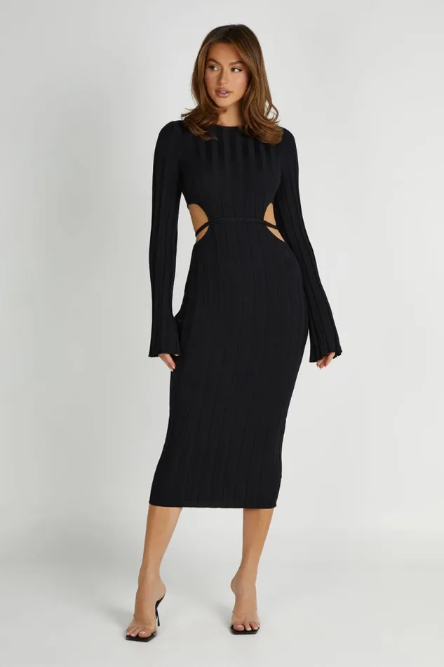 Meshki Midi Dresses Women Elodie Knit Midi Dress 8211 Black Black