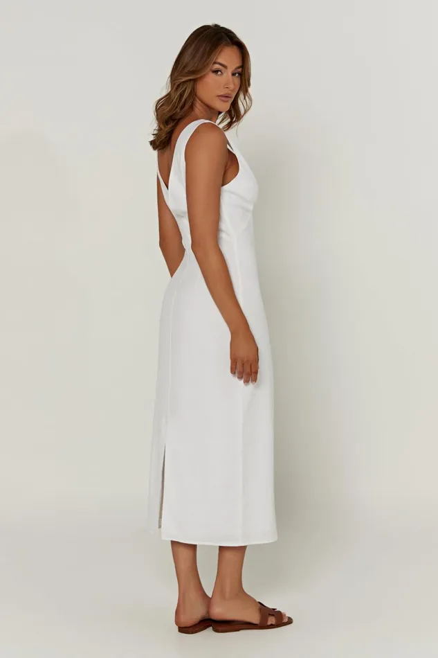 Meshki Midi Dresses Women Elspeth Linen Midi Dress 8211 White White