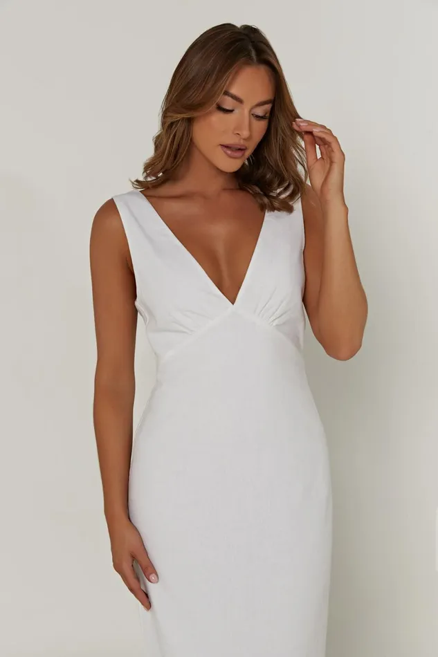 Meshki Midi Dresses Women Elspeth Linen Midi Dress 8211 White White