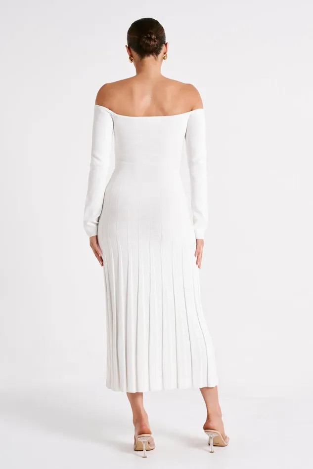 Meshki Midi Dresses Women Emmeline Long Sleeve Rib Knit Midi Dress 8211 White White