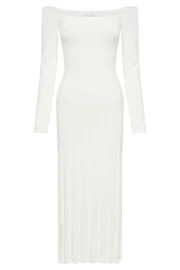 Meshki Midi Dresses Women Emmeline Long Sleeve Rib Knit Midi Dress 8211 White White