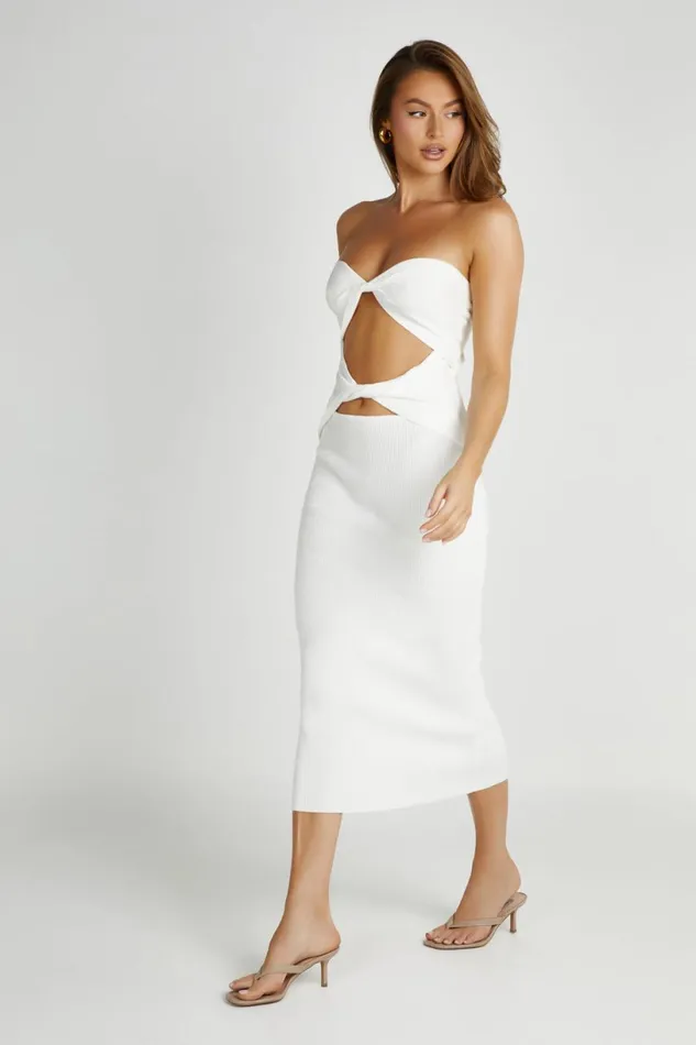 Meshki Midi Dresses Women Gabrielle Twist Knit Midi Dress 8211 White White