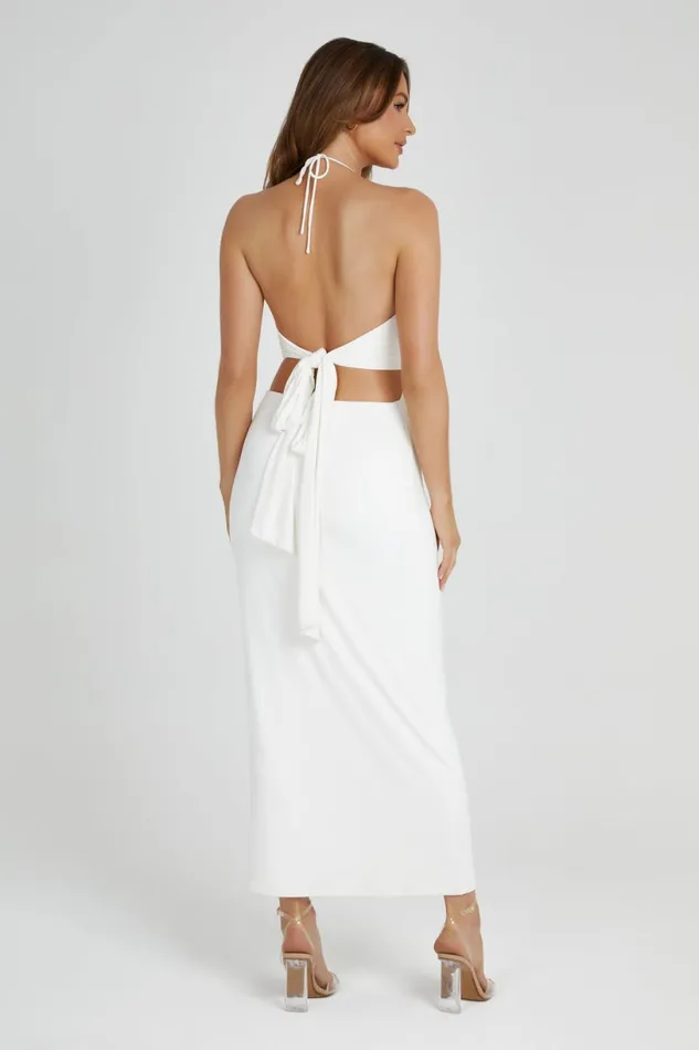 Meshki Midi Dresses Women Heidi Recycled Nylon Pin Detail Midi Dress 8211 White White