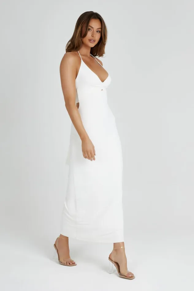 Meshki Midi Dresses Women Heidi Recycled Nylon Pin Detail Midi Dress 8211 White White