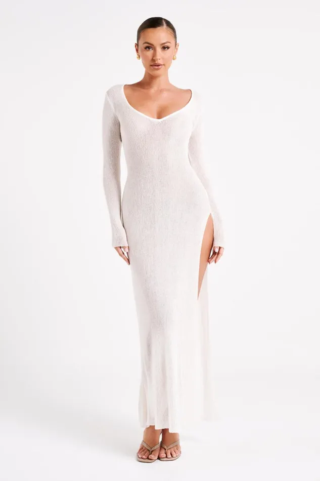 Meshki Midi Dresses Women Imelda Knit Cover Up Midi Dress 8211 White White