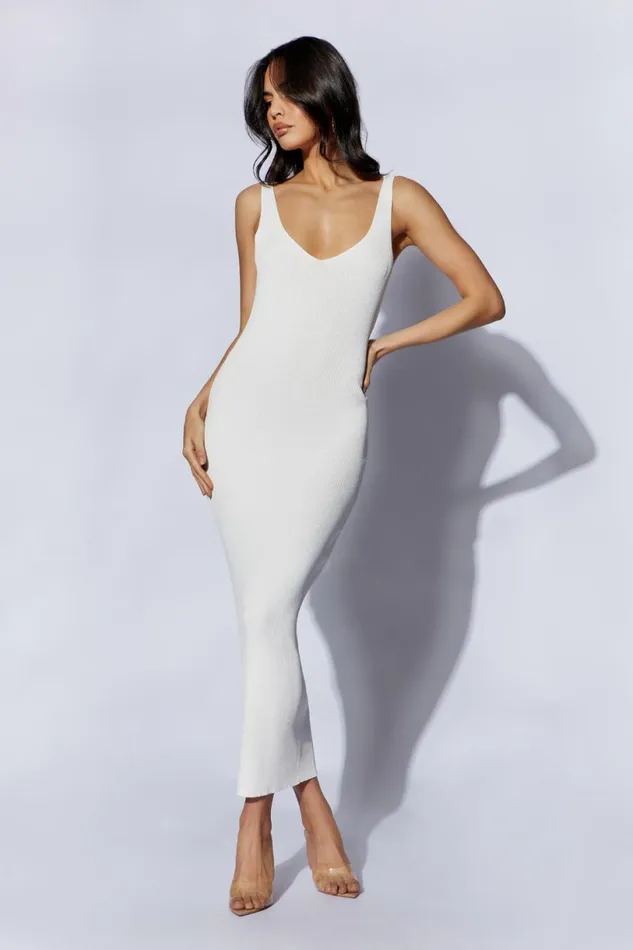 Meshki Midi Dresses Women Jodie V Neck Midi Dress 8211 Off White Offwhite