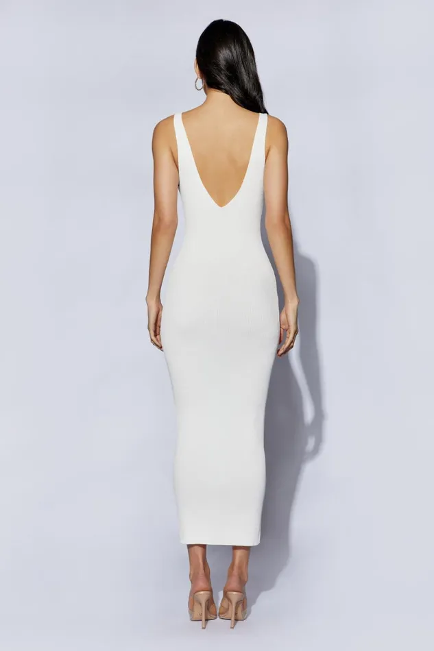 Meshki Midi Dresses Women Jodie V Neck Midi Dress 8211 Off White Offwhite