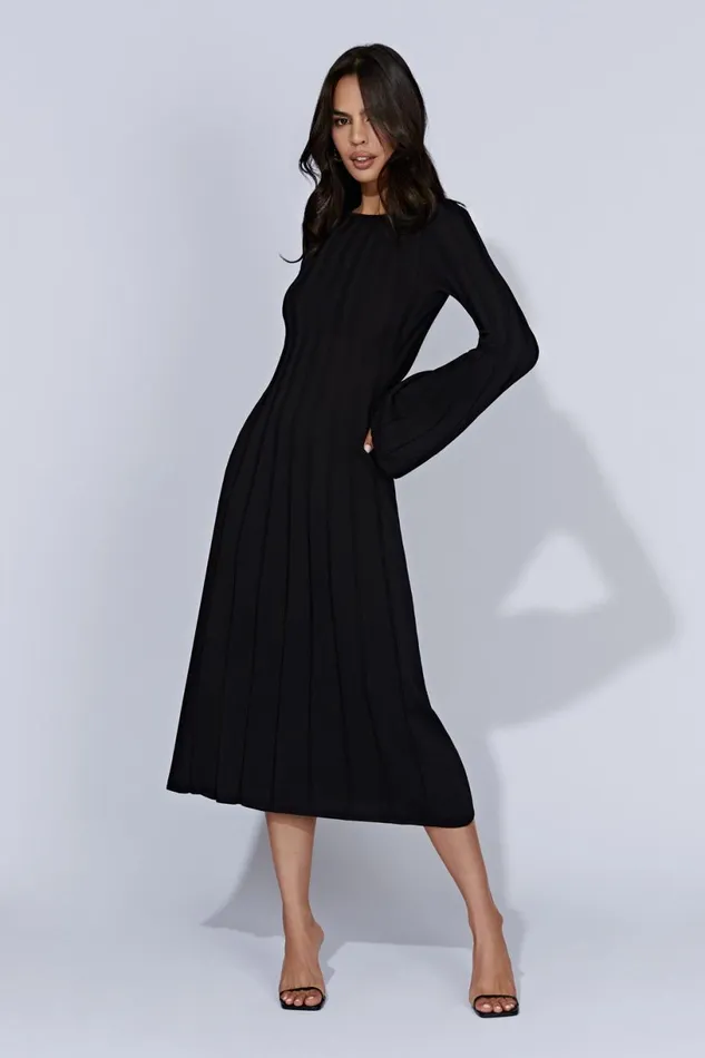 Meshki Midi Dresses Women Juniper Flare Sleeve Knit Midi Dress 8211 Black Black