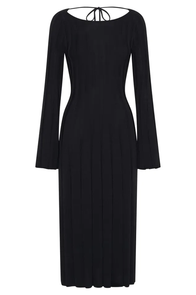 Meshki Midi Dresses Women Juniper Flare Sleeve Knit Midi Dress 8211 Black Black