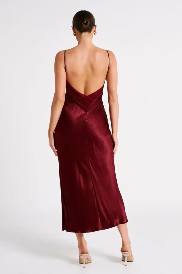 Meshki Midi Dresses Women Kiko Satin Chiffon Midi Dress 8211 Berry Berry