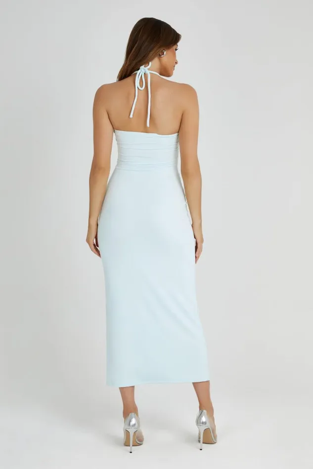 Meshki Midi Dresses Women Krissy Midi Twist Halter Jersey Dress 8211 Arctic Blue Arcticblue