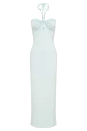 Meshki Midi Dresses Women Krissy Midi Twist Halter Jersey Dress 8211 Arctic Blue Arcticblue