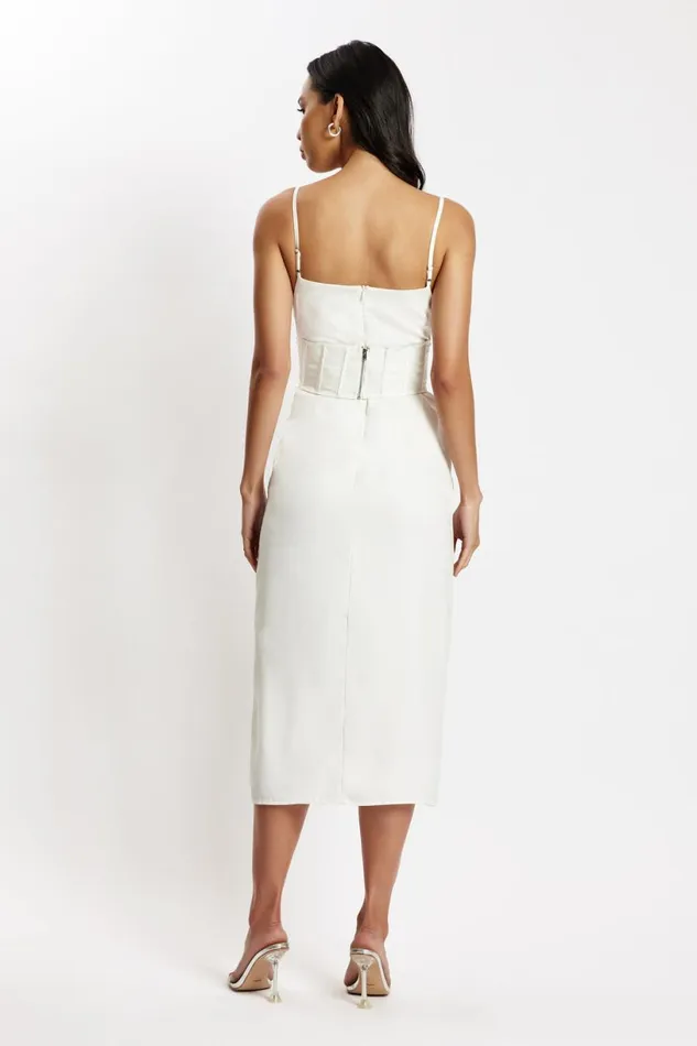 Meshki Midi Dresses Women Lucy Cowl Midi Dress With Corset 8211 White White Meshki Midi Dresses Women Lucy Cowl Midi Dress With Corset 8211 White White