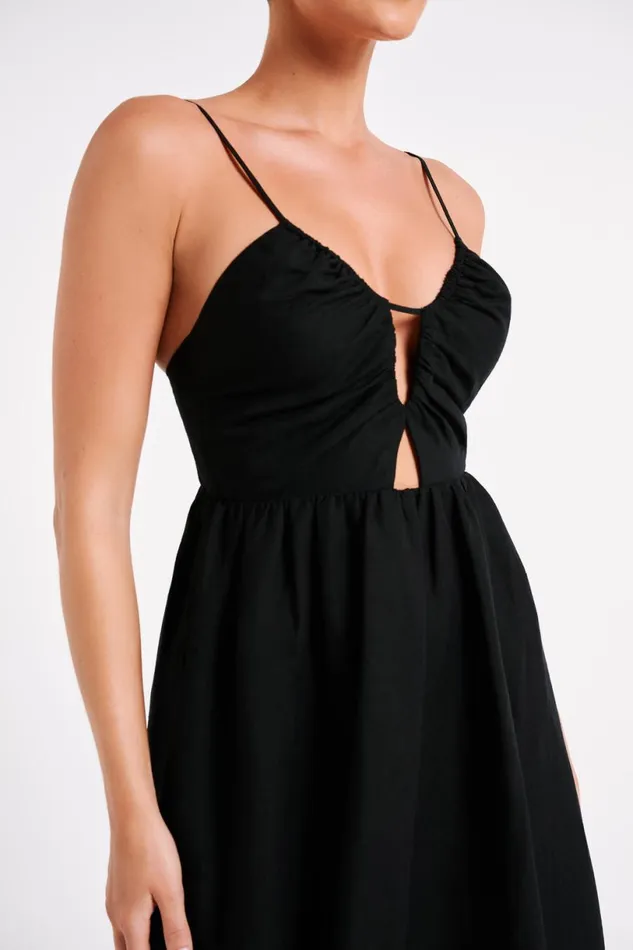 Meshki Midi Dresses Women Magdelena Cut Out Linen Midi Dress 8211 Black Black Meshki Midi Dresses Women Magdelena Cut Out Linen Midi Dress 8211 Black Black