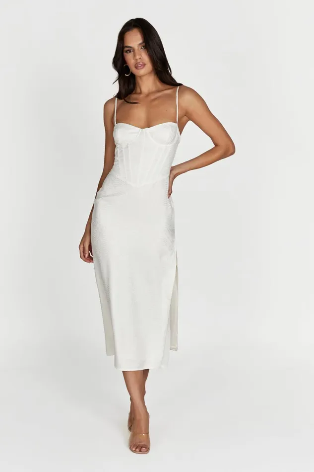 Meshki Midi Dresses Women Maggie Corset Midi Dress 8211 Bone Bone Meshki Midi Dresses Women Maggie Corset Midi Dress 8211 Bone Bone