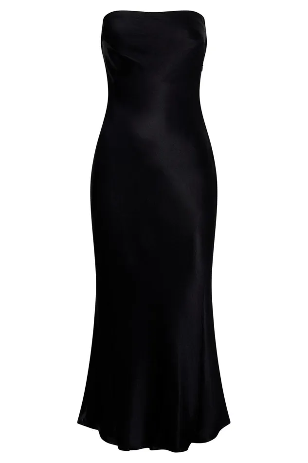 Meshki Midi Dresses Women Mischa Strapless Midi Dress With Lace Detailing 8211 Black Black