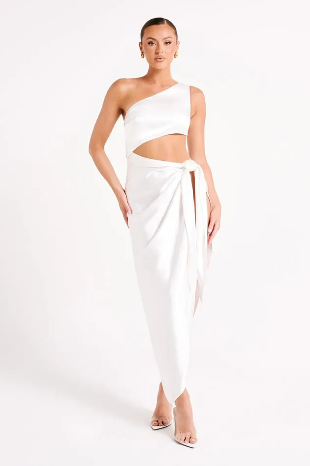 Meshki Midi Dresses Women Navarah One Shoulder Midi Dress 8211 White White