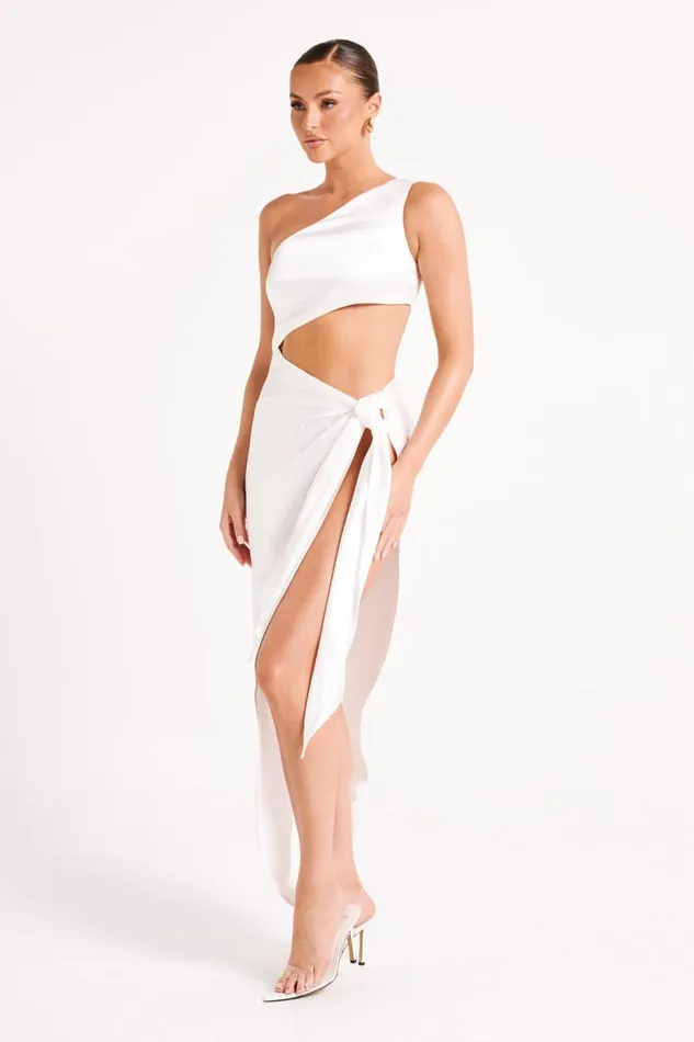 Meshki Midi Dresses Women Navarah One Shoulder Midi Dress 8211 White White