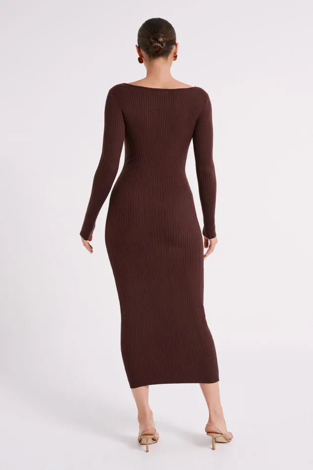 Meshki Midi Dresses Women Nina Long Sleeve Knit Midi Dress 8211 Chocolate Chocolate