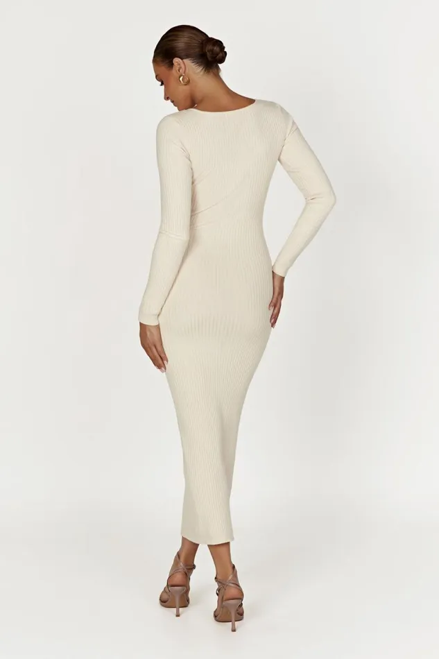 Meshki Midi Dresses Women Nina Long Sleeve Knit Midi Dress 8211 Cream Cream Meshki Midi Dresses Women Nina Long Sleeve Knit Midi Dress 8211 Cream Cream