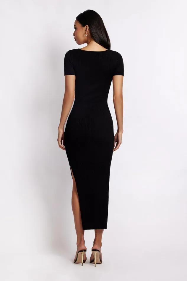 Meshki Midi Dresses Women Nina Short Sleeve Knit Midi Dress 8211 Black Black