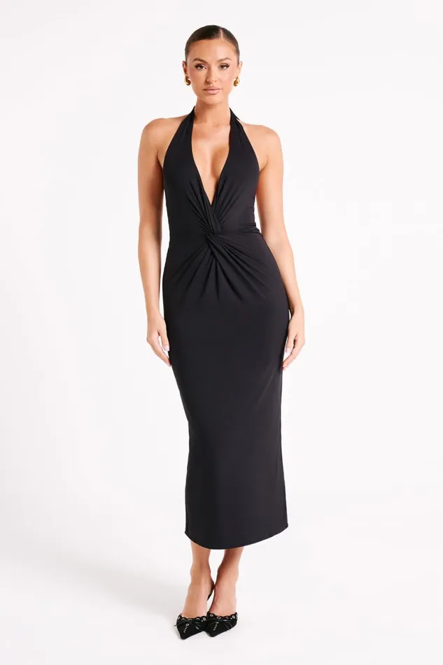 Meshki Midi Dresses Women Osana Recycled Nylon Halter Midi Dress 8211 Black Black Meshki Midi Dresses Women Osana Recycled Nylon Halter Midi Dress 8211 Black Black
