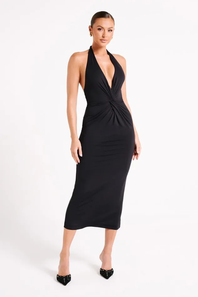 Meshki Midi Dresses Women Osana Recycled Nylon Halter Midi Dress 8211 Black Black